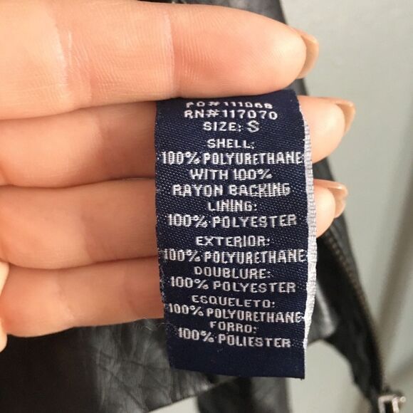 Lane Crawford • Black Faux Leather Biker Jacket Size Small - Picture 5 of 6